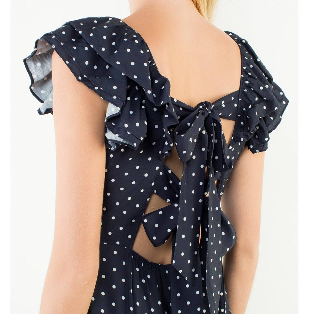 Flutter Sleeve Polka Dot Midi Dress