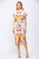 BOTANIC SCARF PRINT SELF TIE WAIST BUTTON DOWN DRESS