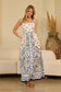 White and Blue Sleeveless Printed Maxi