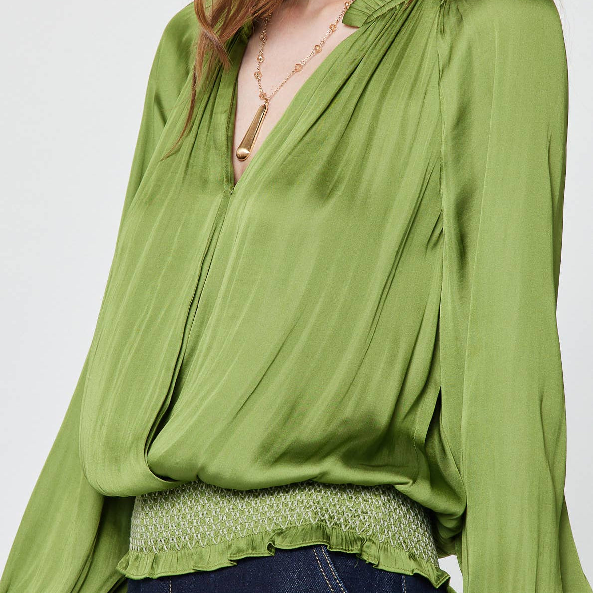 Surplice V-Neck Blouson Blouse