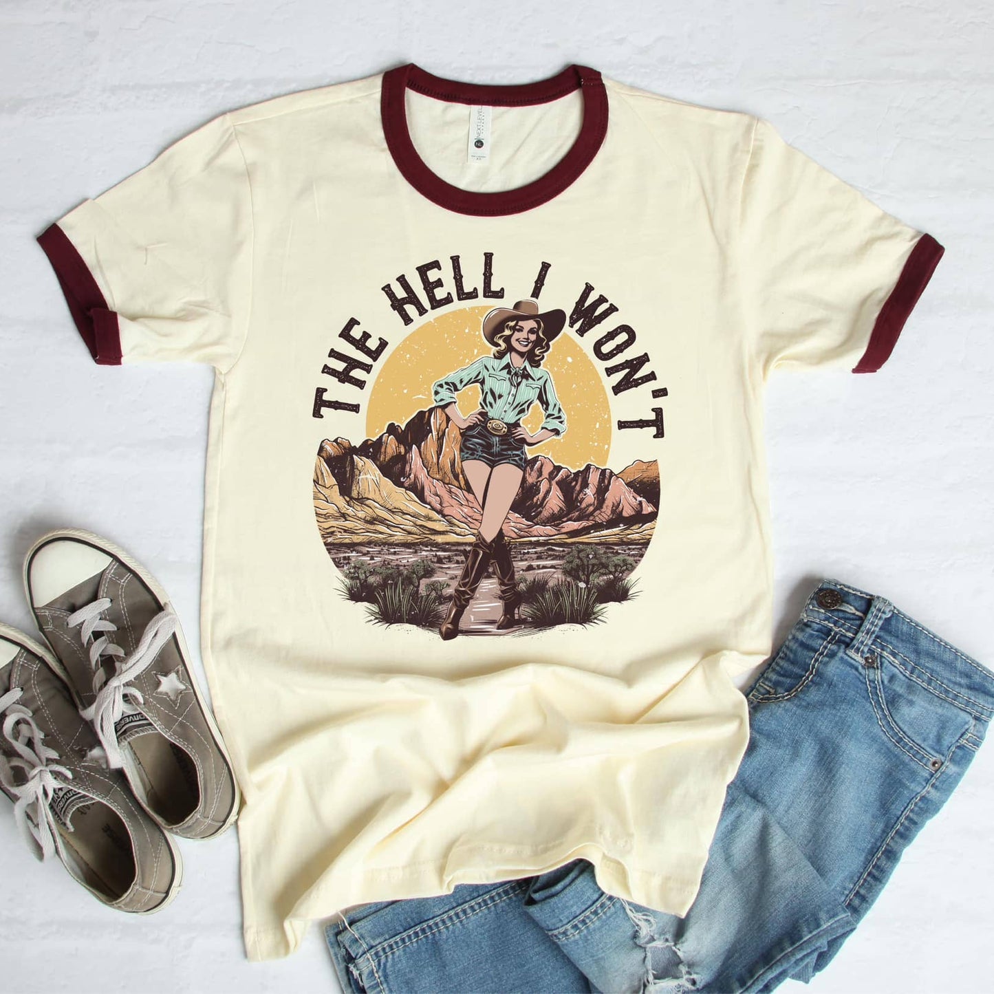 The Hell I Won't- Ringer Tee Red Ring