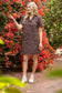 Ruffled V-Neck Animal Velvet Jacquard Dress