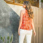Halter Floral Metallic Stripe Top