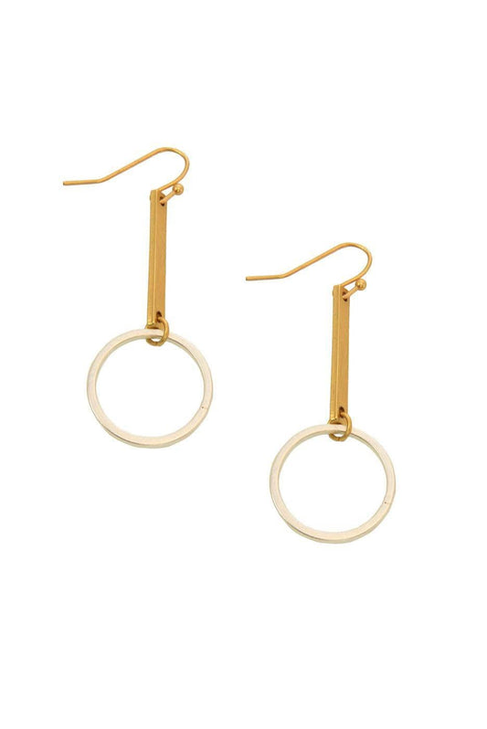 Metal Bar Ring Fishhook Earrings