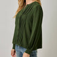 Front Pleated Button Down Shirt