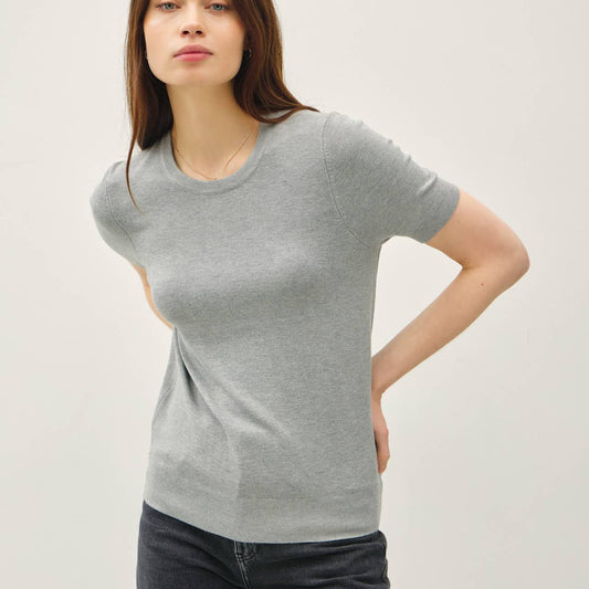Gray Ultra Soft Basic Short Sleeve Sweater Tee