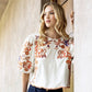 Floral Embroidered Puff Sleeve Top