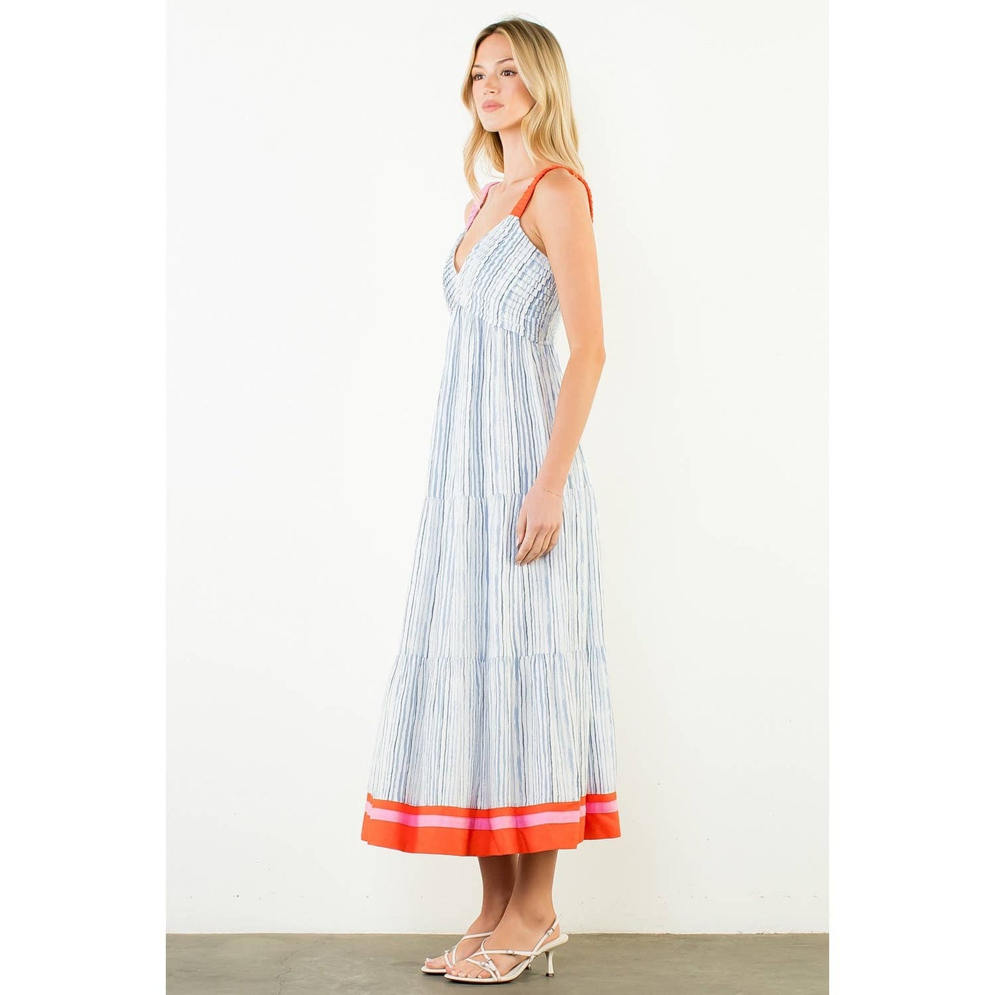 Thin Strap Striped Pattern Dress