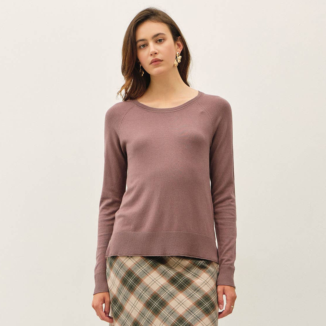 Rolled Edge Raglan Sweater