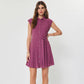 Dot Pleated Button Down Mini Dress