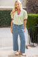 Color Pop Bands Floral Embroidered Mint Top