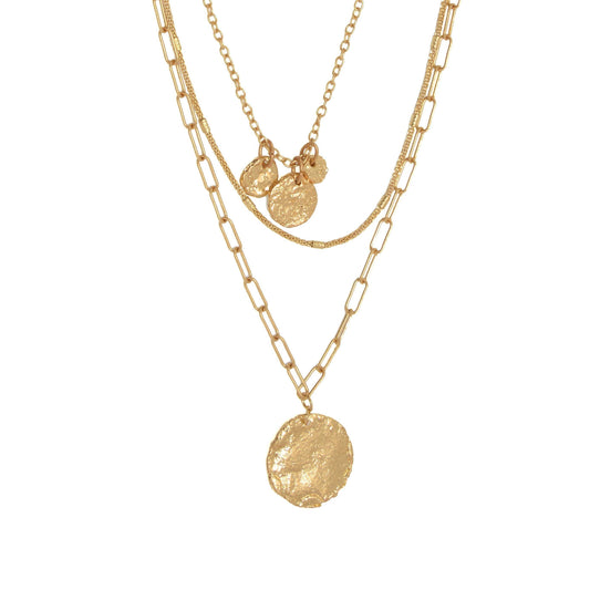 Three Row Multi Chain & Pendants Necklace