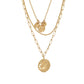 Three Row Multi Chain & Pendants Necklace