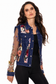 Denim Lace Jacket with Floral Embroidery