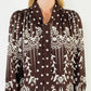 Tie Neck Long Sleeve Pattern Detail Top