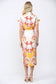 BOTANIC SCARF PRINT SELF TIE WAIST BUTTON DOWN DRESS