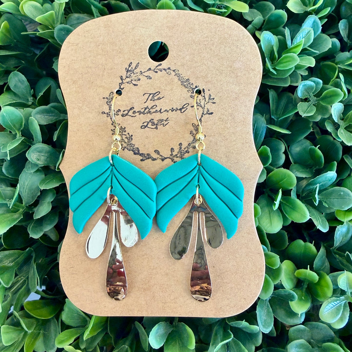 Arrow Abstract earrings w/ gold drops