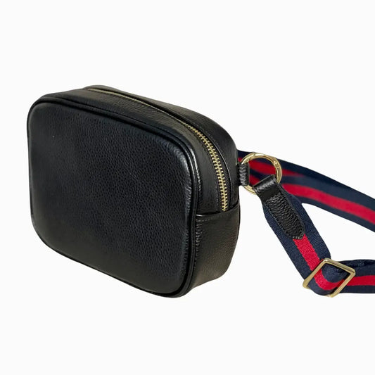 Convertible Pebbled Leather Belt Bag/Sling Bag: Black