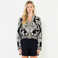 Floral V-Neck Cardigan With Gold Buttons