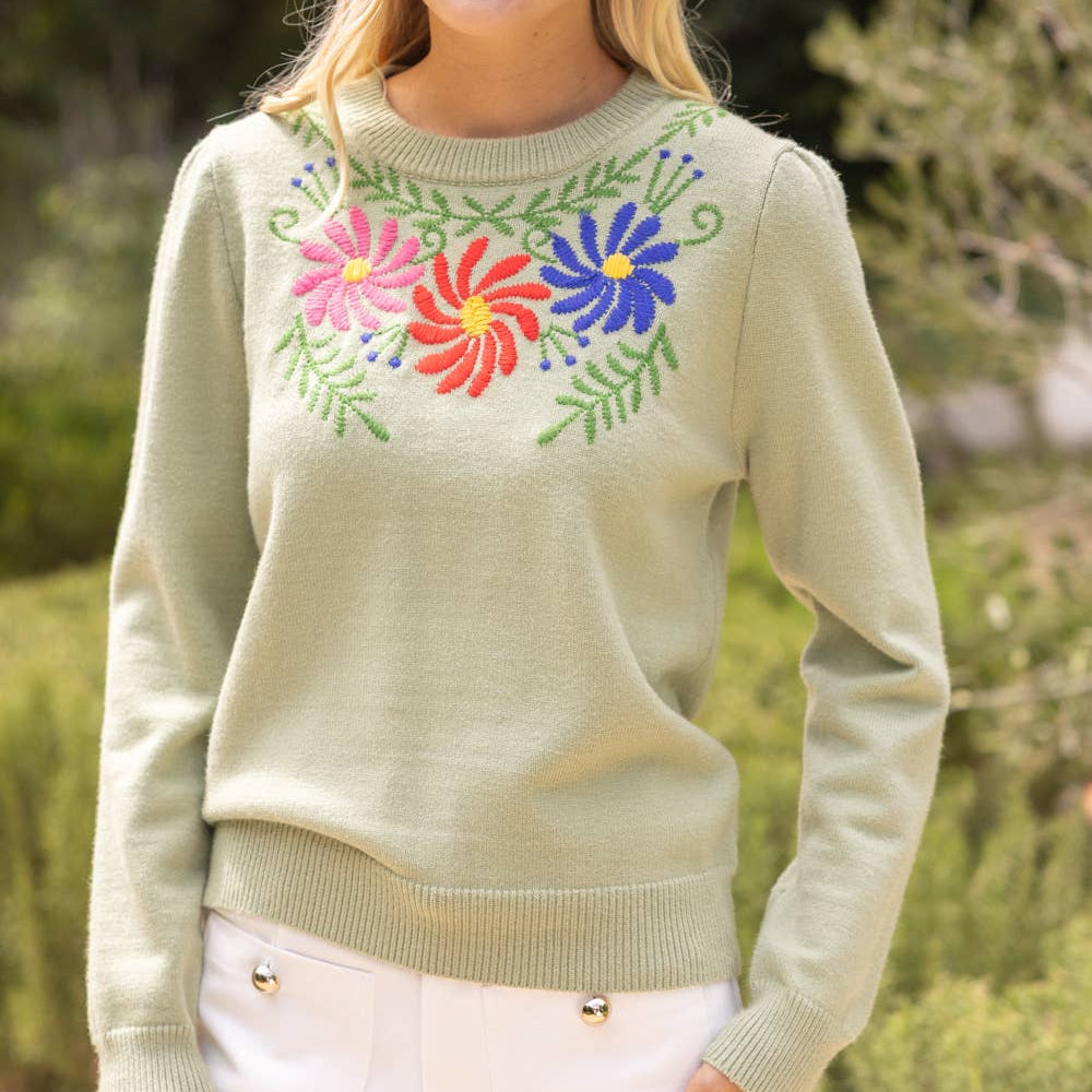 Floral Embroidered Long Sleeve Sweater