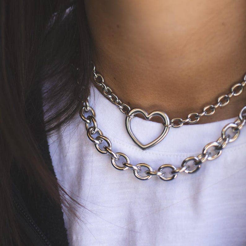 Stainless Steel Open Heart Necklace
