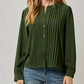 Front Pleated Button Down Shirt