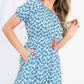 Blue Tassel Tie Flower Print Dress