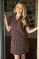 Ruffled V-Neck Animal Velvet Jacquard Dress