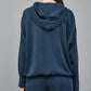 Contrast Satin Trim Detail Hooded Sweatshirt
