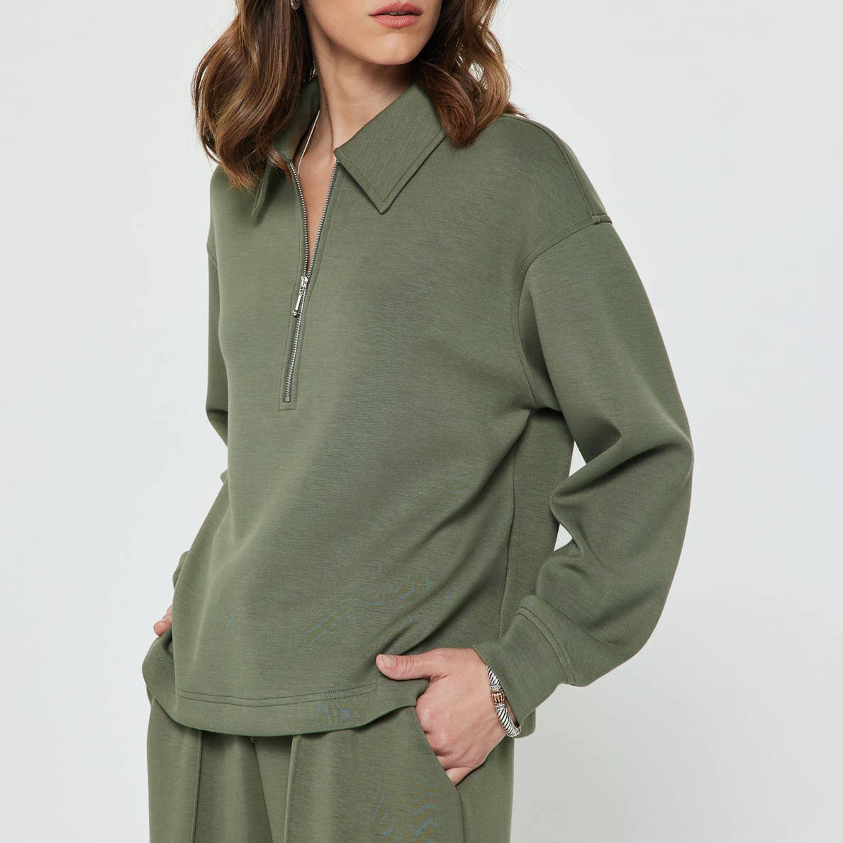 Collared Half-Zip Pullover Sweatshirt