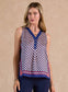Checkerboard Printed V-neck Sleeveless Top