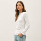 Modal Ribbed Boat Neck Shirred Waist Top