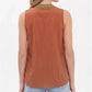 Contrast Trim Split Neck Sleeveless Top