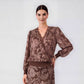 Floral Printed Lace Surplice Top
