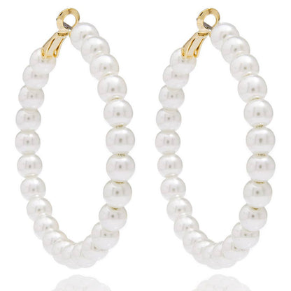 Beaded Pearl Hoop Earring