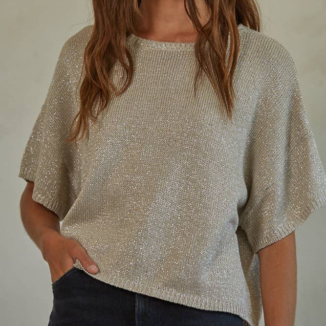 Knit Sweater Lurex Detailed Sleeve Top