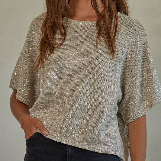 Knit Sweater Lurex Detailed Sleeve Top