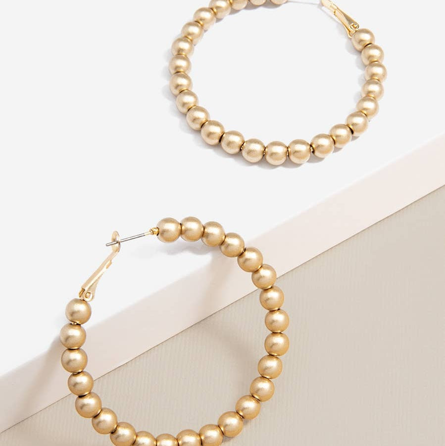 Matte Metal Beaded Hoop Earring