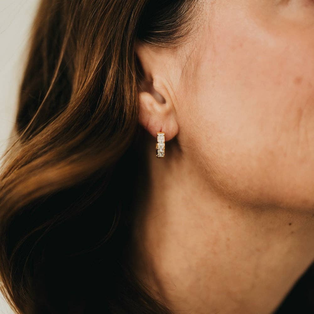 Demi Diamond Huggie Hoops - Waterproof