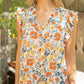Ruffle Neck Mustard Floral Top