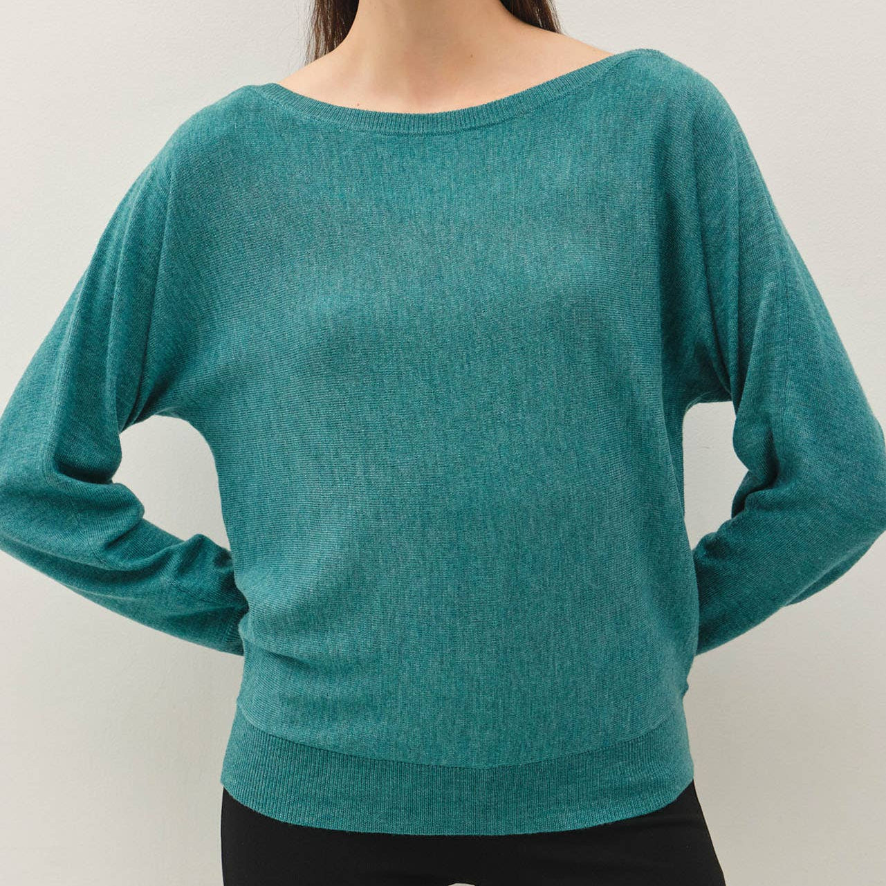 Dolman Sleeve Fine Gauge Boatneck Sweater