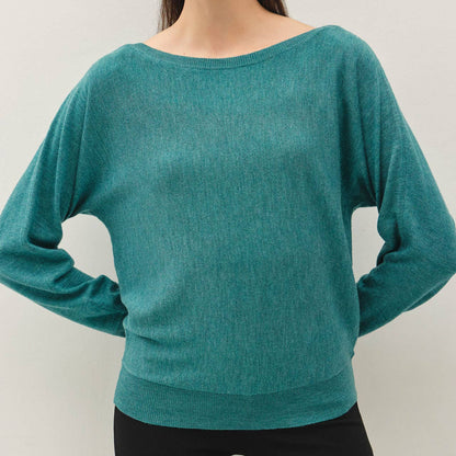 Dolman Sleeve Fine Gauge Boatneck Sweater
