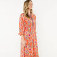 3/4 Sleeve Print Maxi Dress
