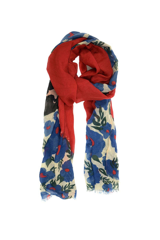 Flower Pop Scarf: E3087-05 Red & Teal
