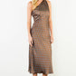 One Shoulder Polka Dot Dress With Cinched Side