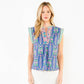 Short Sleeve Floral Pattern V-Neck Top