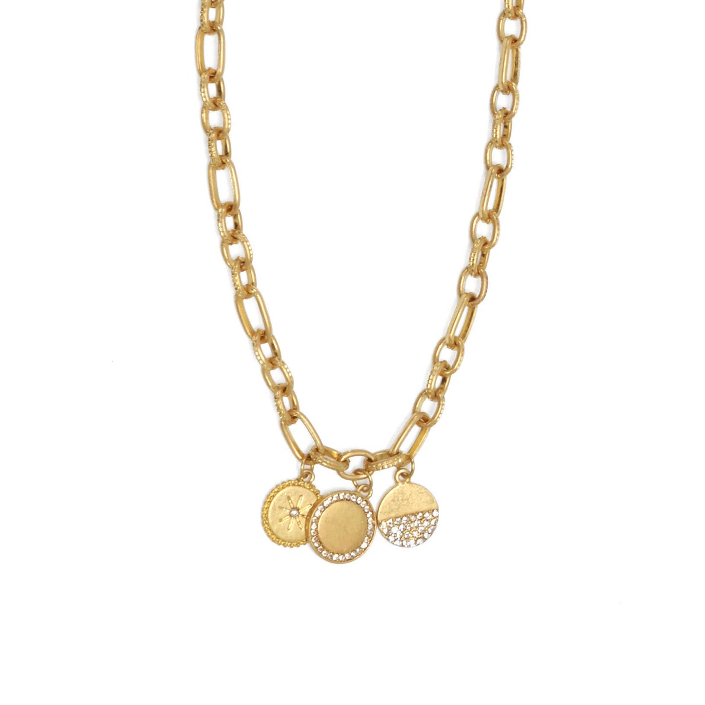16.5+ Gold Chain 3 Charm Necklace