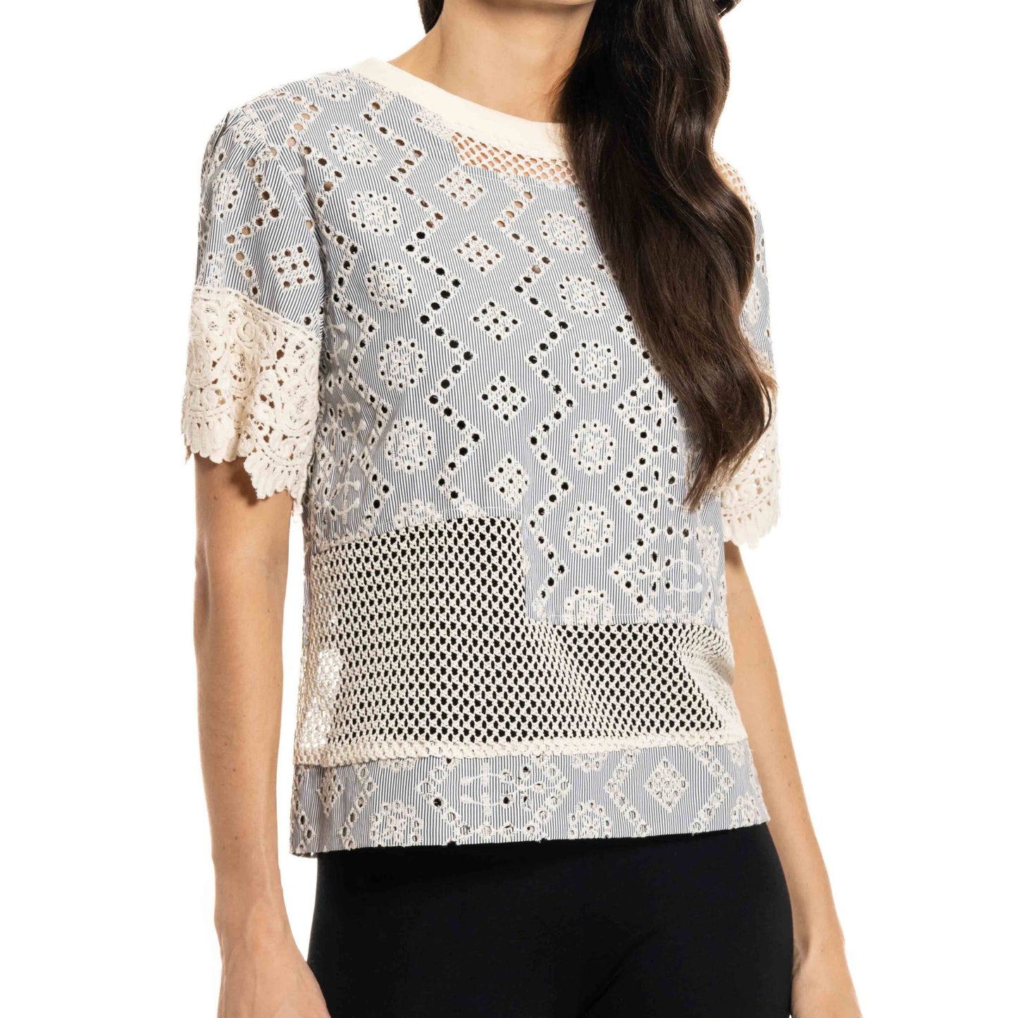 Crochet and Eyelet Detail Top