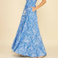 Damask Print Tiered Maxi Dress with Tassel Tie