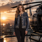 BSAD21 Frayed Denim Jacket with Pearl Trim
